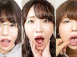 Mouth Gazing - Japanese Schoolgirl Mouth Charm Up Yui Kawagoe, Anri Namiki And Yuna Mitake